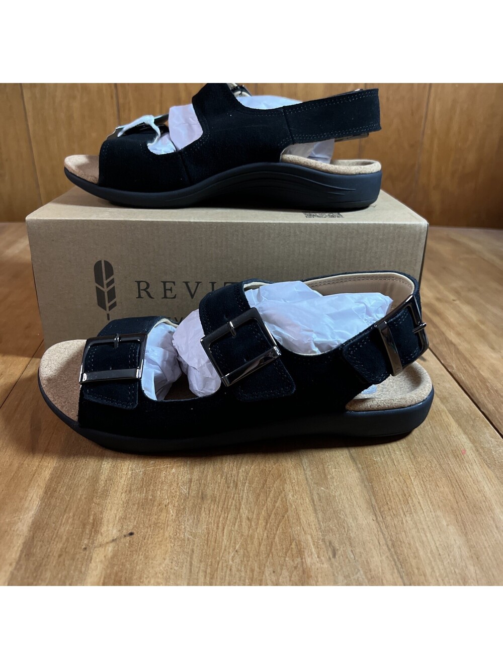 Waco Revitalign Roma Black Backstrap Women 8D Shoes, New